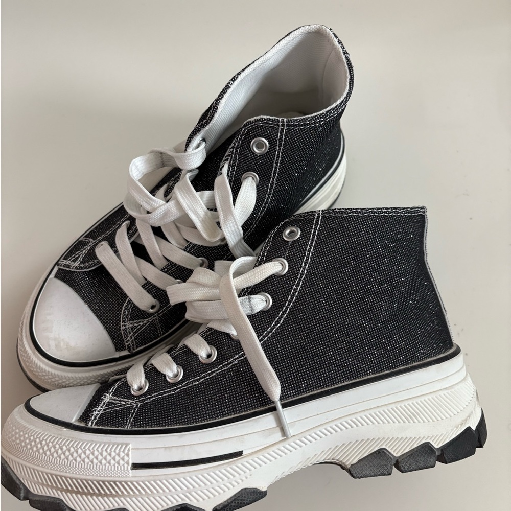 Black and White glitter High-Top Sneakers